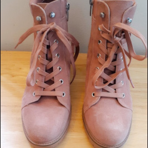 ❌SOLD❌ Vince Camuto Gaviana Suede Dermy Pink Hiking Combat Military Boots 8.5W - Picture 3 of 9